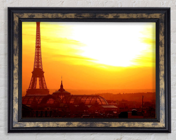 Eiffel Tower At Sunset Framed Print