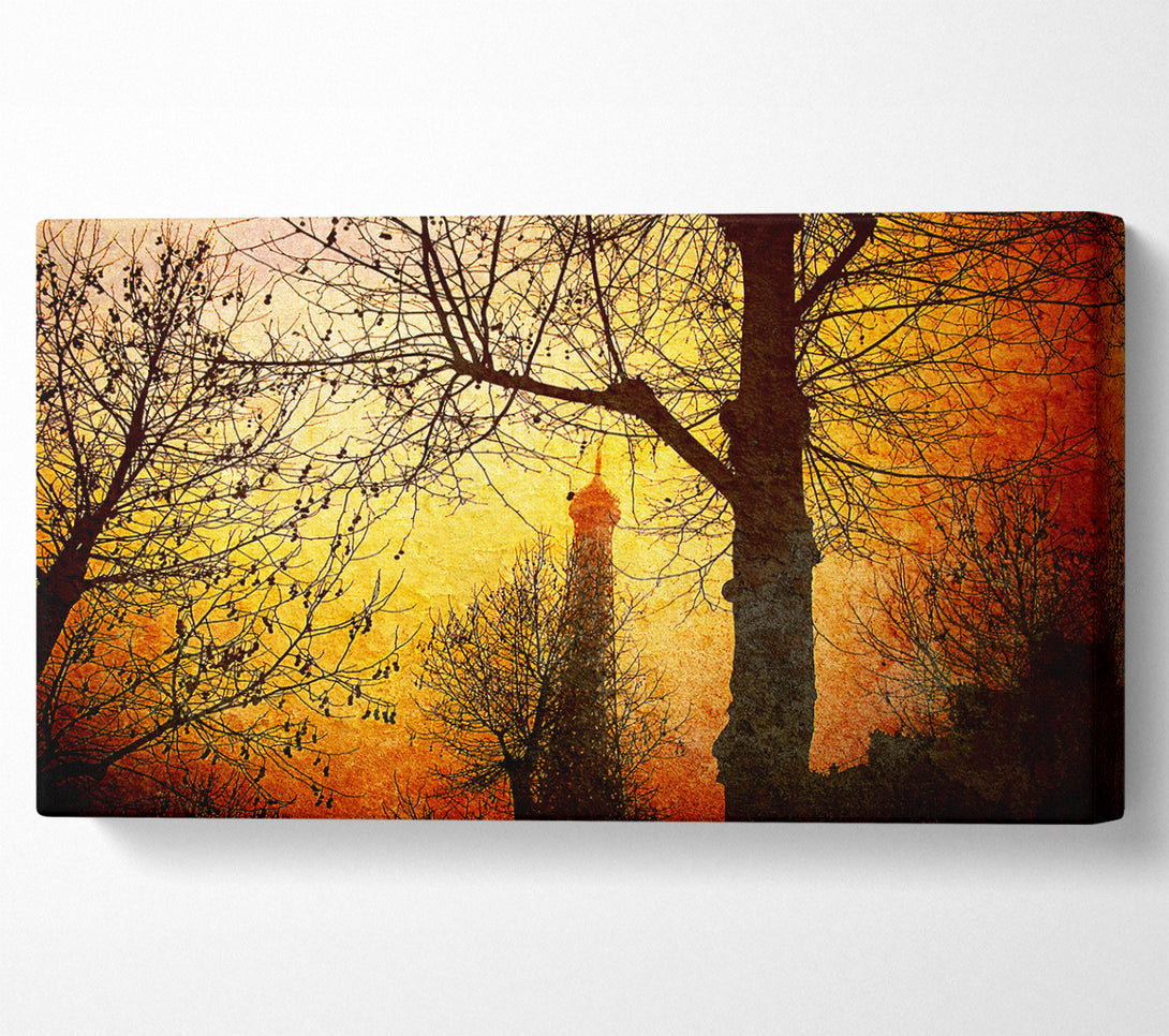  A Canvas Print of Eiffel Tower Through The Golden Trees Canvas Print