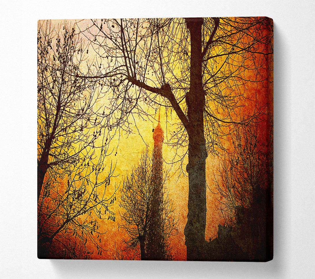  A Canvas Print of Eiffel Tower Through The Golden Trees Canvas Print