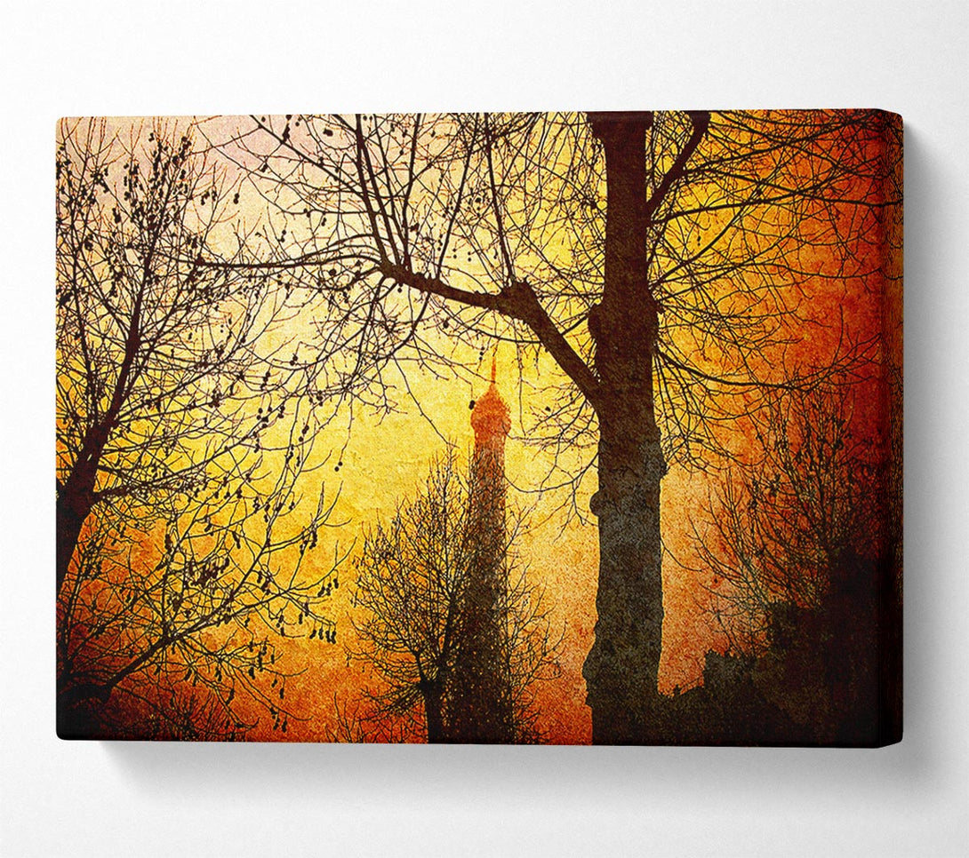  A Canvas Print of Eiffel Tower Through The Golden Trees Canvas Print