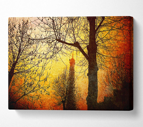  A Canvas Print of Eiffel Tower Through The Golden Trees Canvas Print