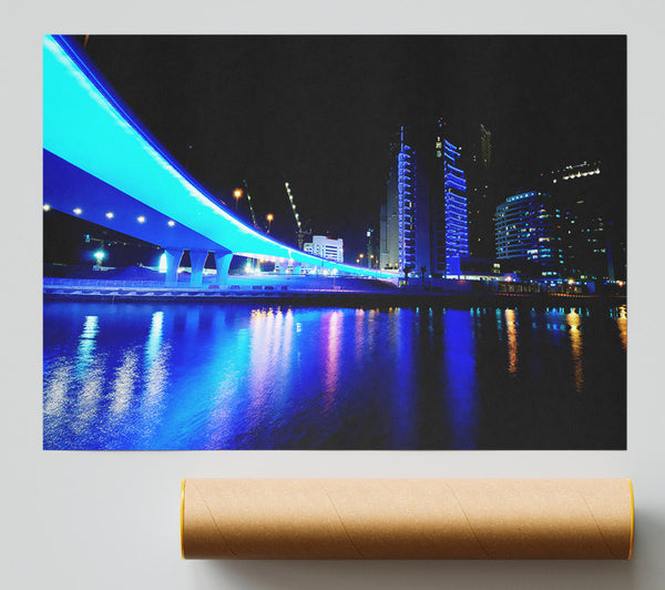 Electric Blue Bridge Poster