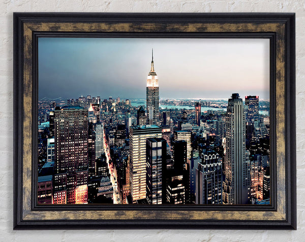 Empire State Building At Dusk Framed Print