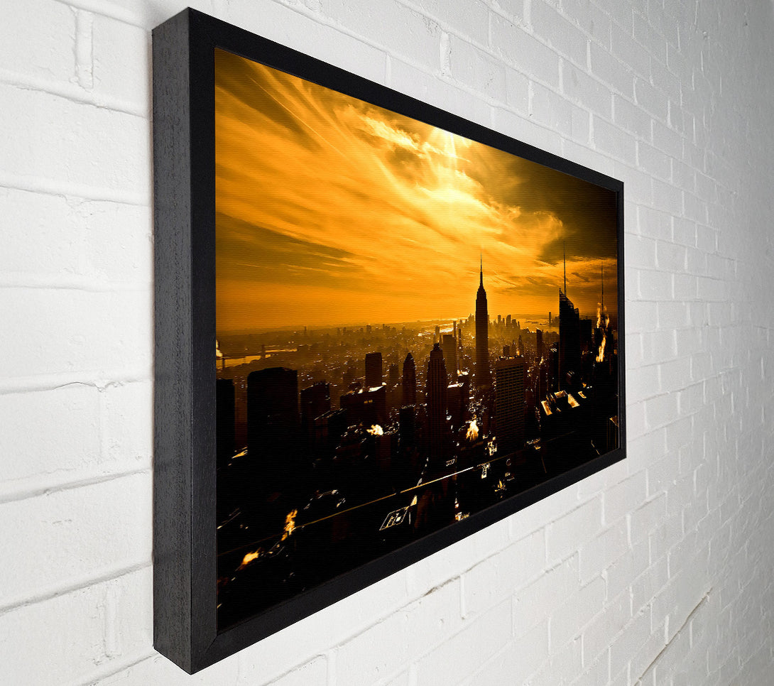  A Canvas Print of Empire State Building New York City Golden Sunset Canvas Art