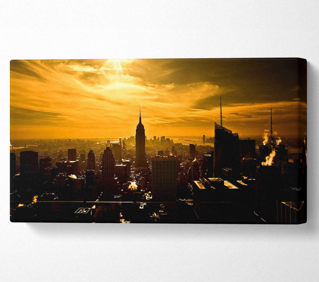  A Canvas Print of Empire State Building New York City Golden Sunset Canvas Art