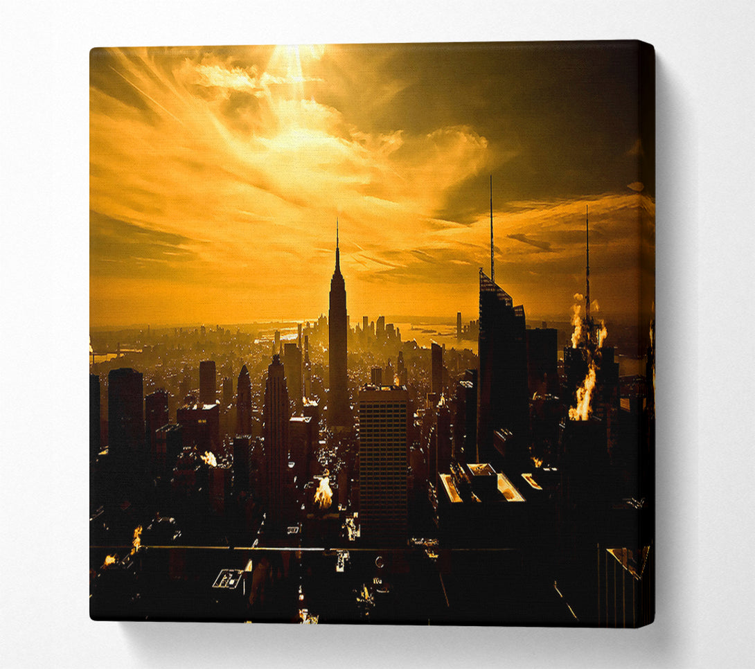  A Canvas Print of Empire State Building New York City Golden Sunset Canvas Art
