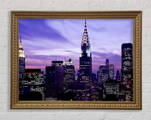 Empire State Building Purple Skys Framed Print