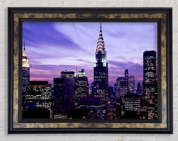 Empire State Building Purple Skys Framed Print