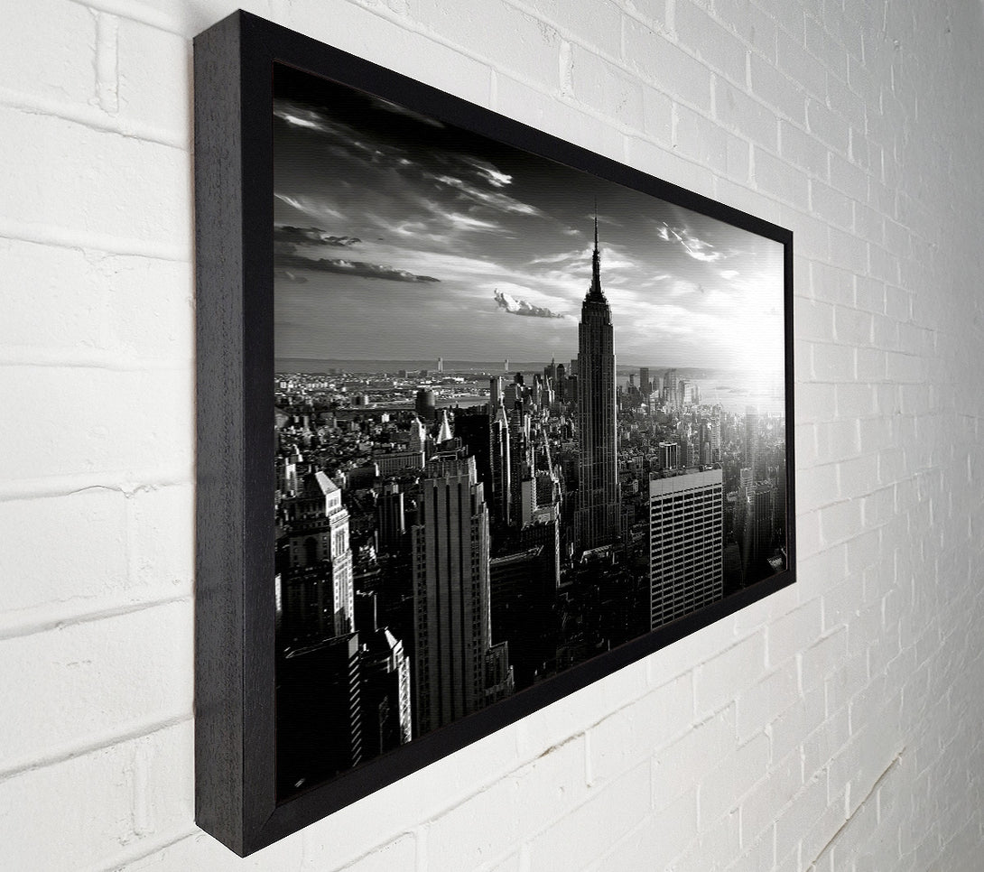  A Canvas Print of Empire State Building Sun Glow B n W Canvas Wall Art