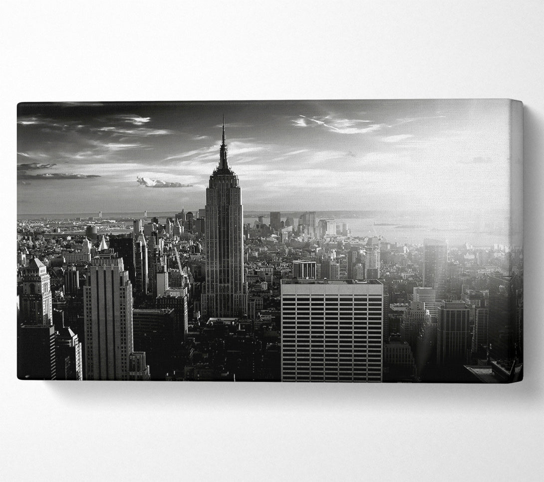  A Canvas Print of Empire State Building Sun Glow B n W Canvas Wall Art