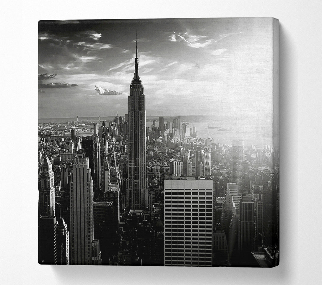  A Canvas Print of Empire State Building Sun Glow B n W Canvas Wall Art