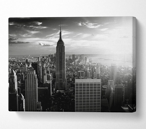  A Canvas Print of Empire State Building Sun Glow B n W Canvas Wall Art
