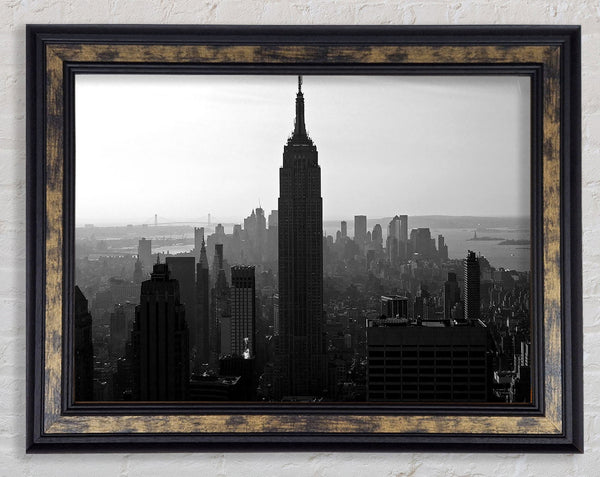 Empire State Building B n W Morning Framed Print