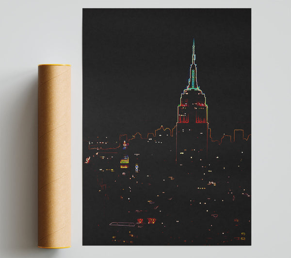 Empire State Neon Giclee Print