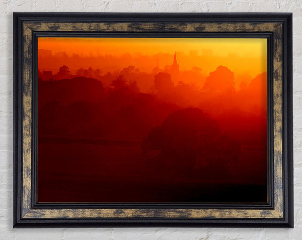 English Countryside At Dawn Framed Print