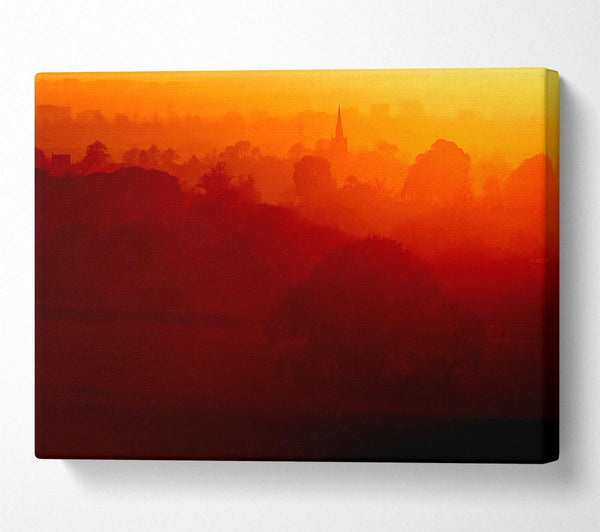  A Canvas Print of English Countryside At Dawn Canvas Print