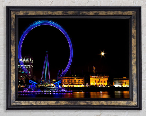 London Eye Blues In London Framed Print