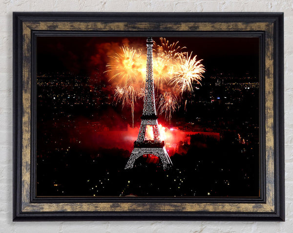 Fireworks Eiffel Tower Framed Print