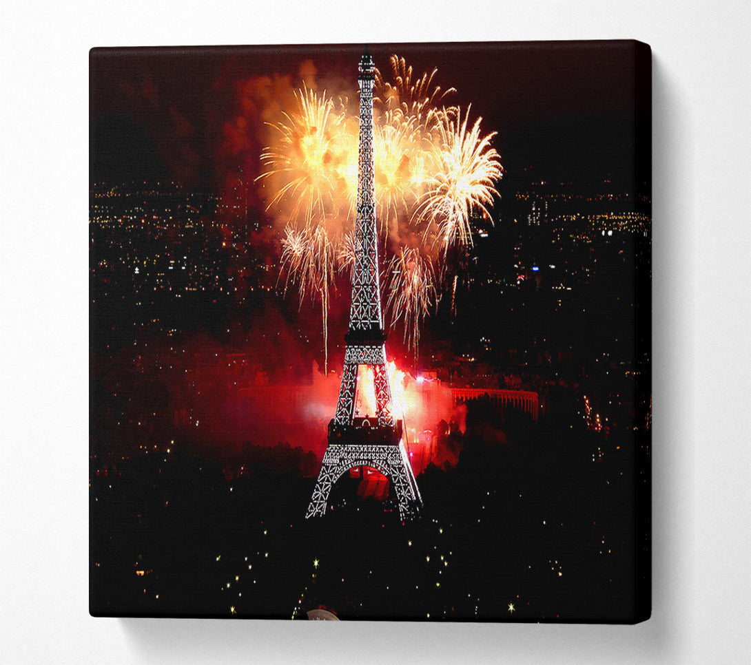  A Canvas Print of Fireworks Eiffel Tower Canvas Wall Art