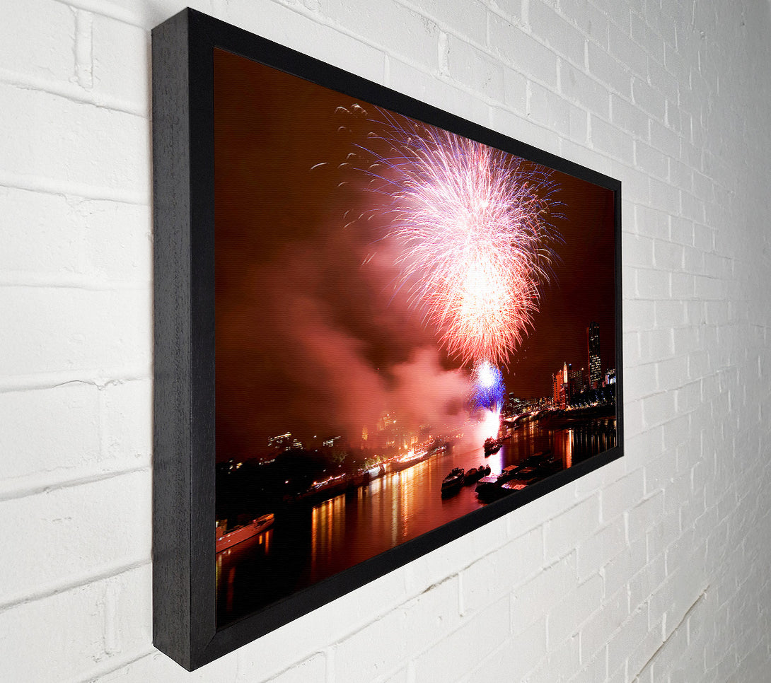  A Canvas Print of Fireworks On The Thames London Canvas Wall Art