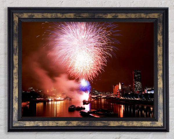 Fireworks On The Thames London Framed Print