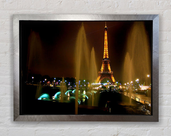 Fountains And Eiffel Tower Framed Print