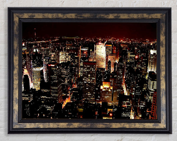 Golden City Nights Framed Print