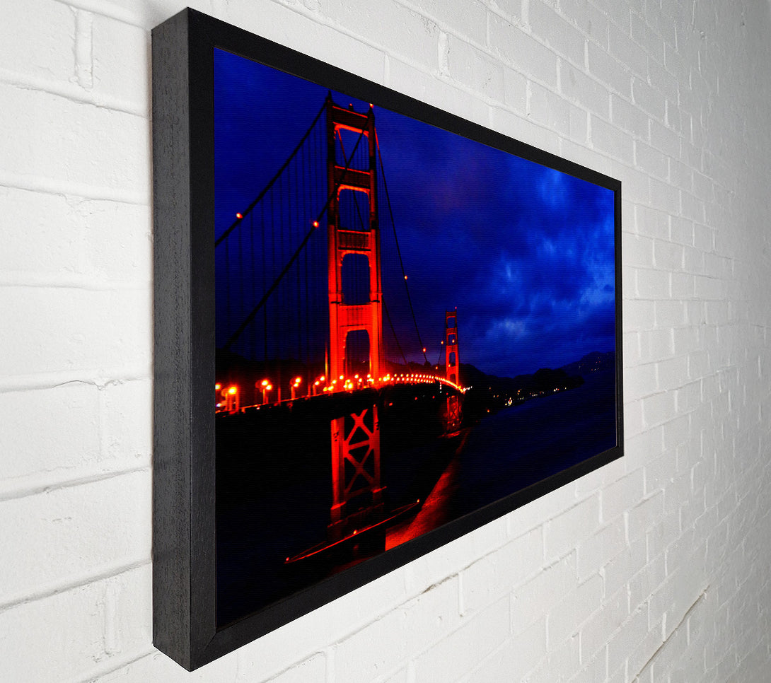  A Canvas Print of Golden Gate Bridge Red Lights Canvas Wall Art