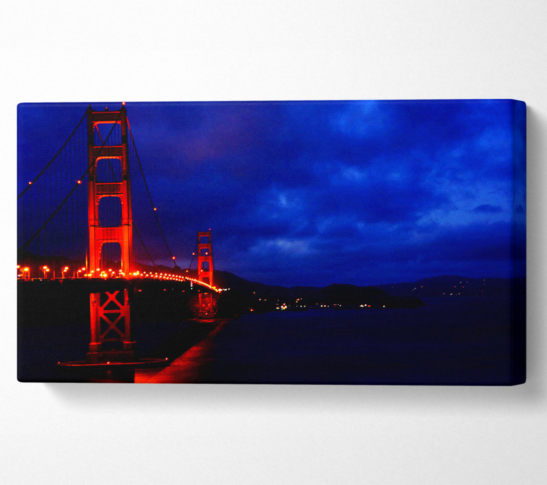  A Canvas Print of Golden Gate Bridge Red Lights Canvas Wall Art