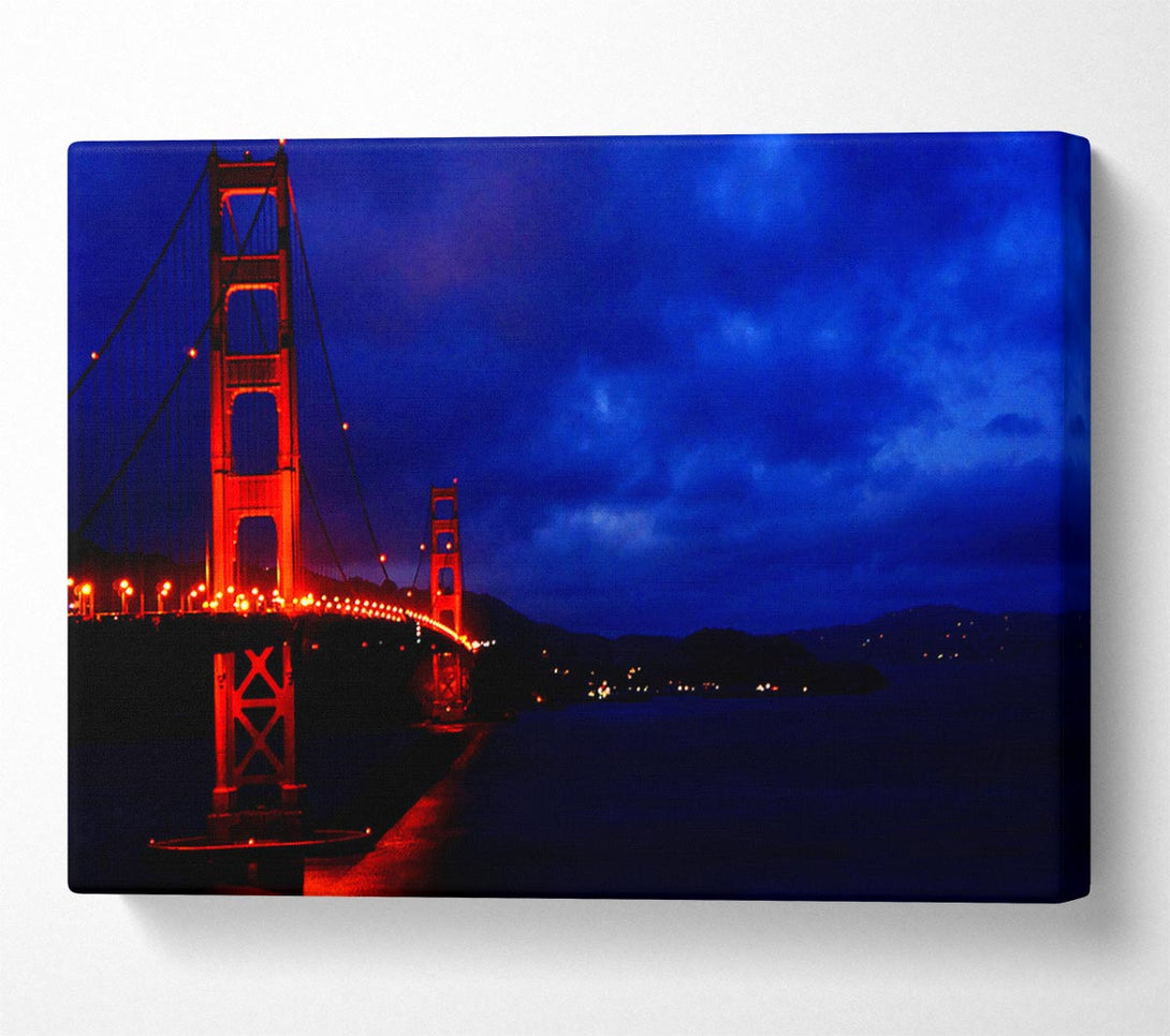  A Canvas Print of Golden Gate Bridge Red Lights Canvas Wall Art