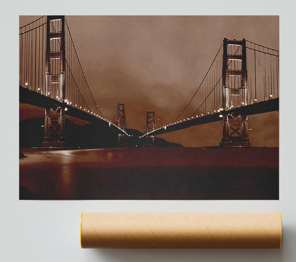 Golden Gate Bridge Twins Brown Poster