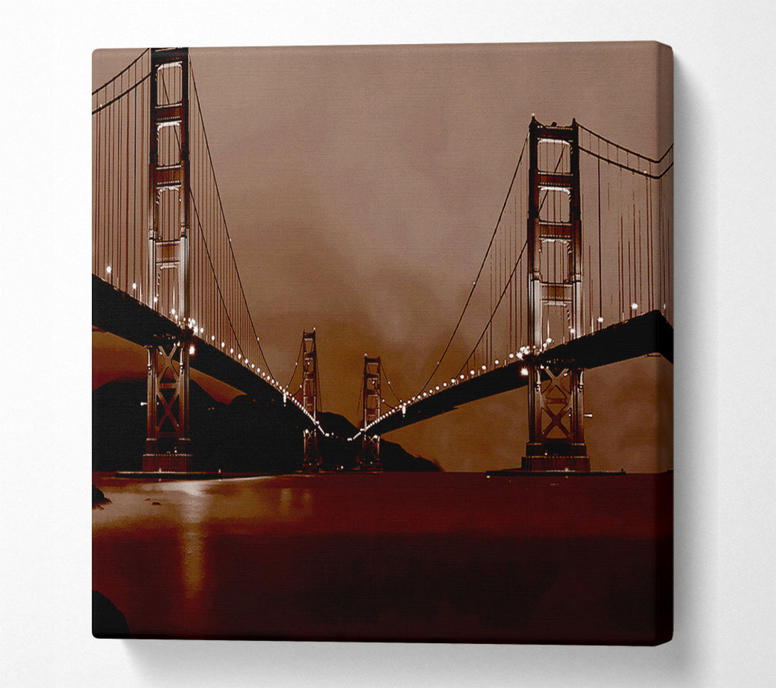  A Canvas Print of Golden Gate Bridge Twins Brown Canvas Wall Art