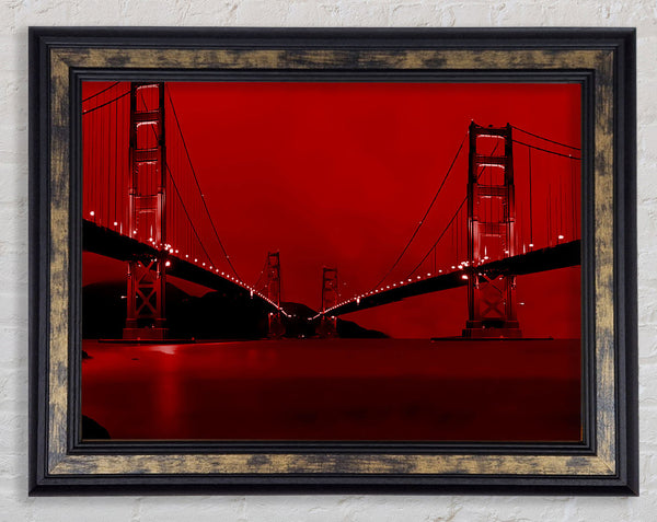 Golden Gate Bridge Twins Red Framed Print
