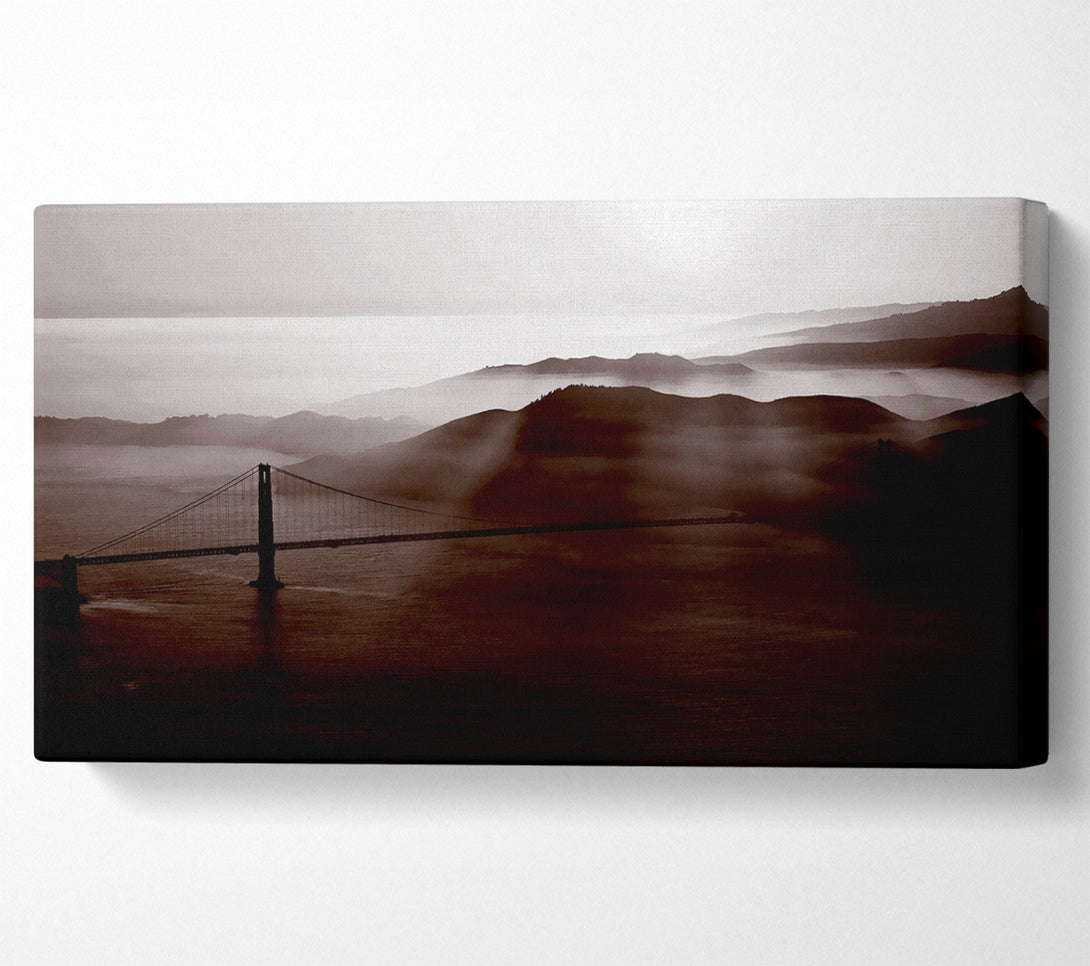  A Canvas Print of Goldon Gate Bridge Misty Morning Brown Canvas Print