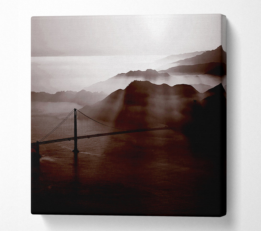  A Canvas Print of Goldon Gate Bridge Misty Morning Brown Canvas Print
