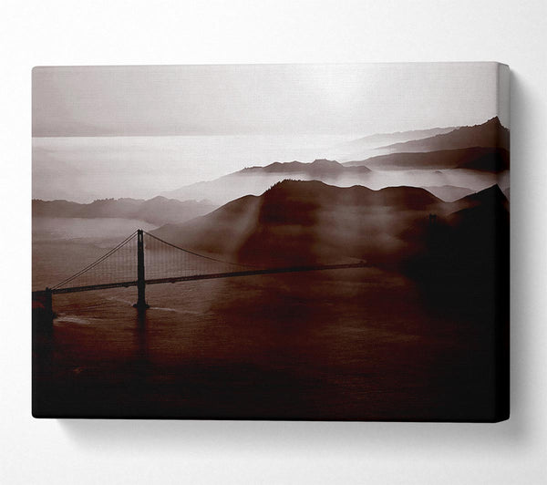  A Canvas Print of Goldon Gate Bridge Misty Morning Brown Canvas Print