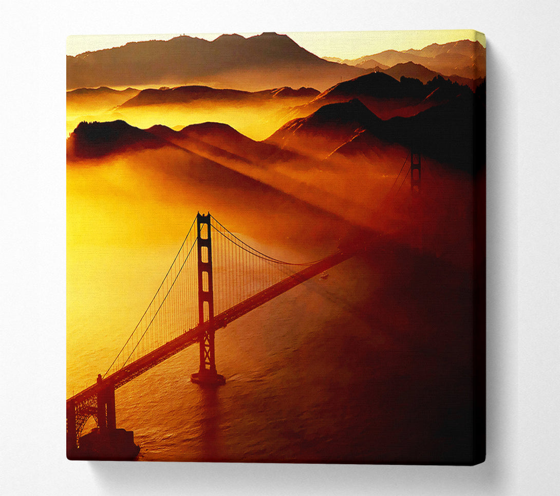  A Canvas Print of Goldon Gate Bridge Sunshine Mist Morning Canvas Art