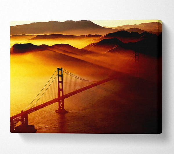  A Canvas Print of Goldon Gate Bridge Sunshine Mist Morning Canvas Art