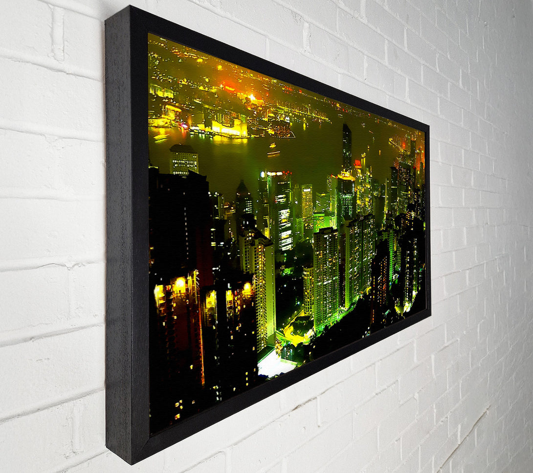  A Canvas Print of Hong Kong Bay Green Canvas Wall Art