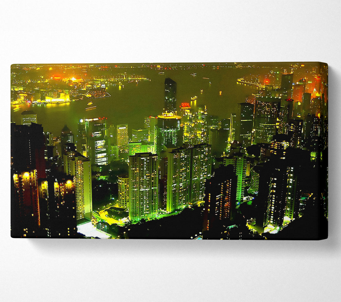  A Canvas Print of Hong Kong Bay Green Canvas Wall Art