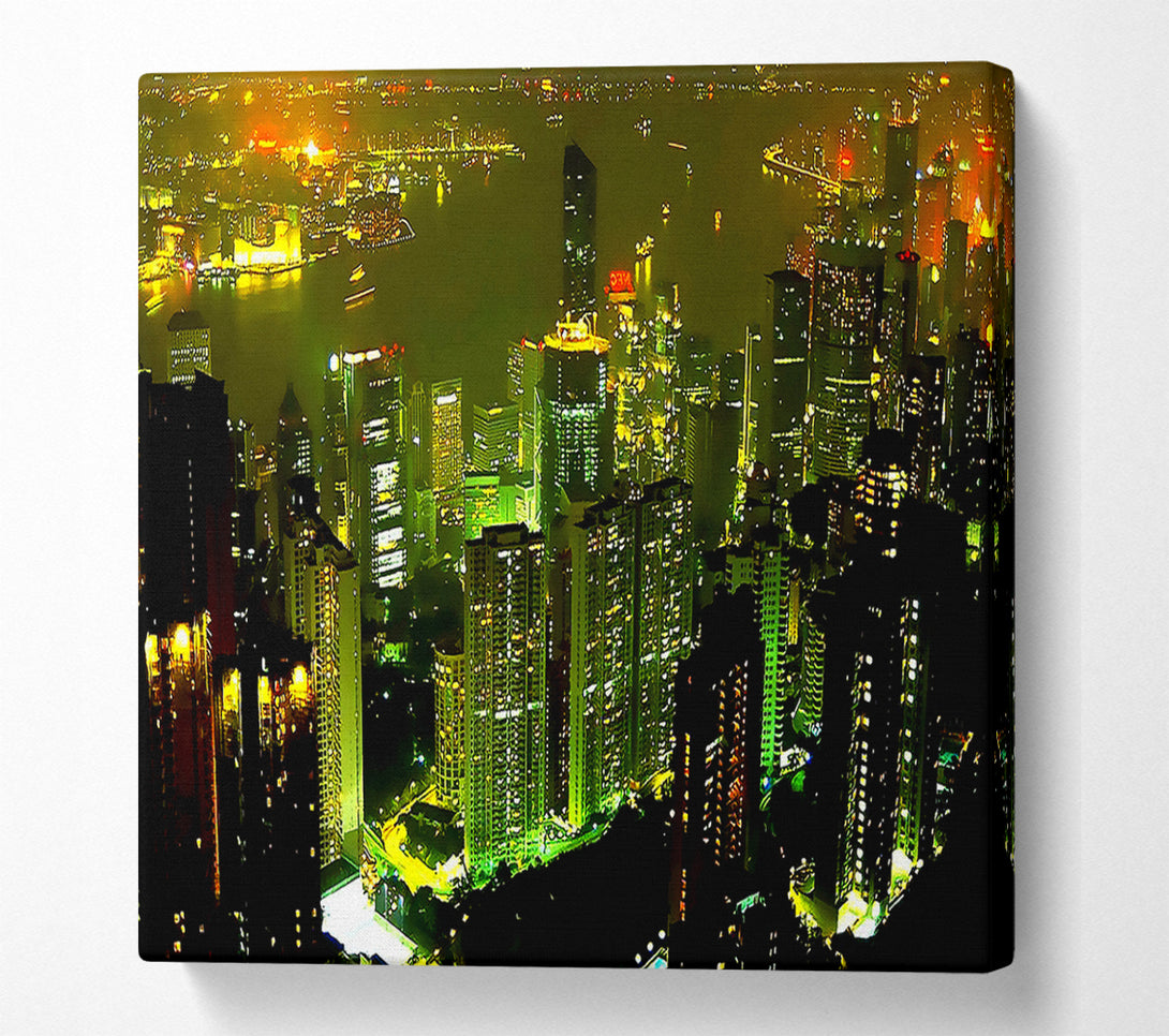  A Canvas Print of Hong Kong Bay Green Canvas Wall Art