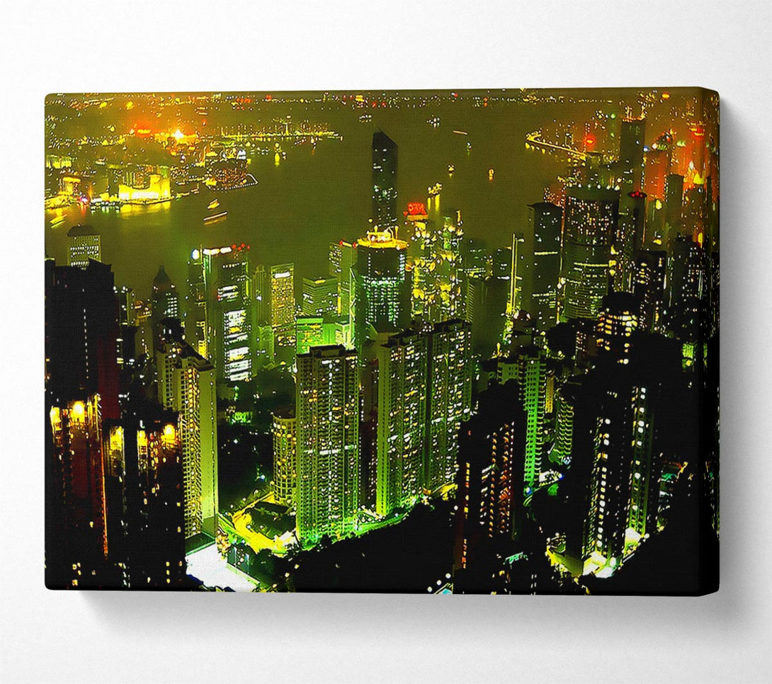  A Canvas Print of Hong Kong Bay Green Canvas Wall Art