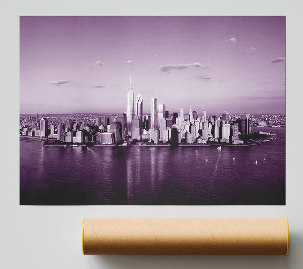 Hong Kong From Afar Purple Print