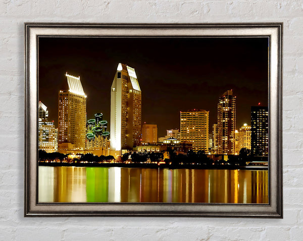 Hong Kong Golden Lights Framed Print