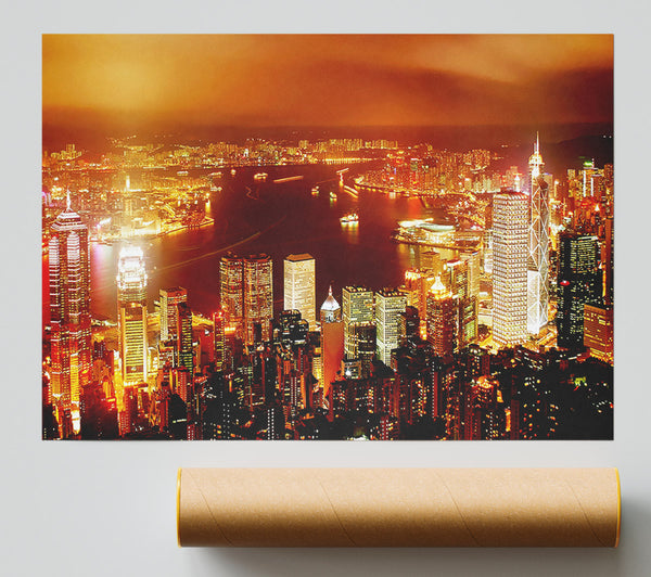 Hong Kong Harbour Nights Giclee Print