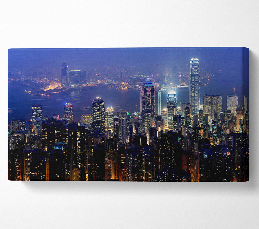  A Canvas Print of Hong Kong Harbour Night Mist Canvas Print