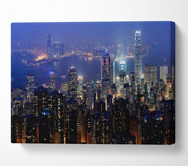  A Canvas Print of Hong Kong Harbour Night Mist Canvas Print