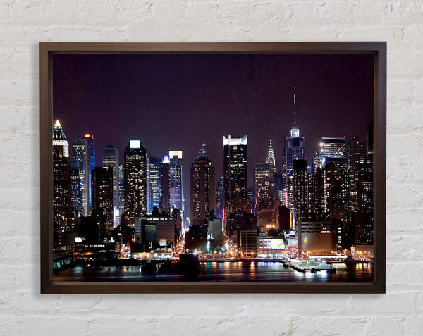 Hong Kong Night Glow Framed Print