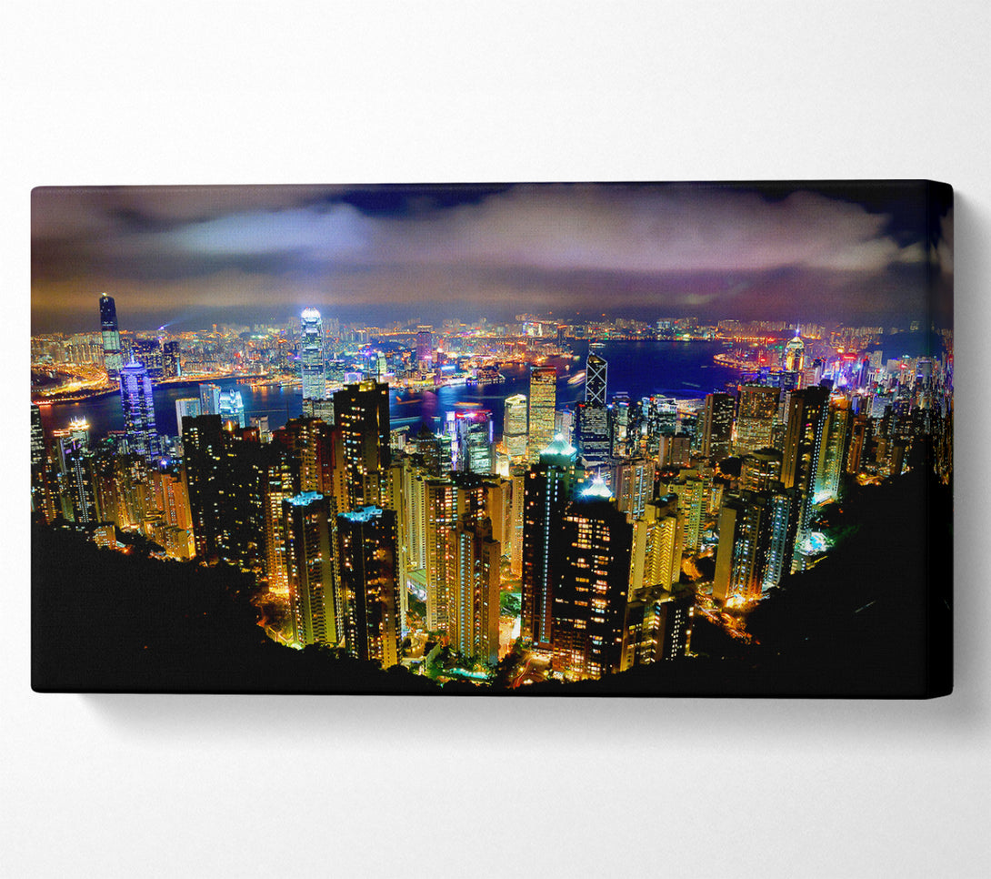  A Canvas Print of Hong Kong Night Light Canvas Wall Art