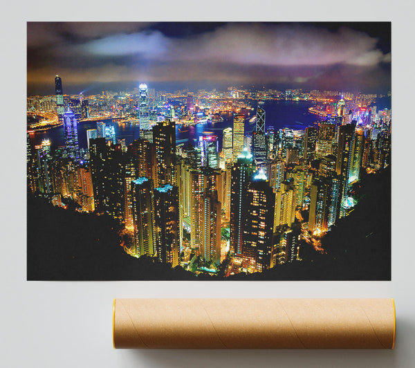 Hong Kong Night Light Poster